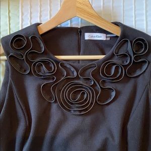 Calvin Klein Black Top with Zipper Flower